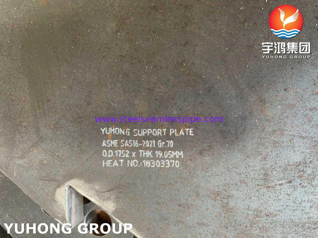 Placa de defleção de aço carbono Placa de suporte ASME SA516 GR 70 para trocador de calor