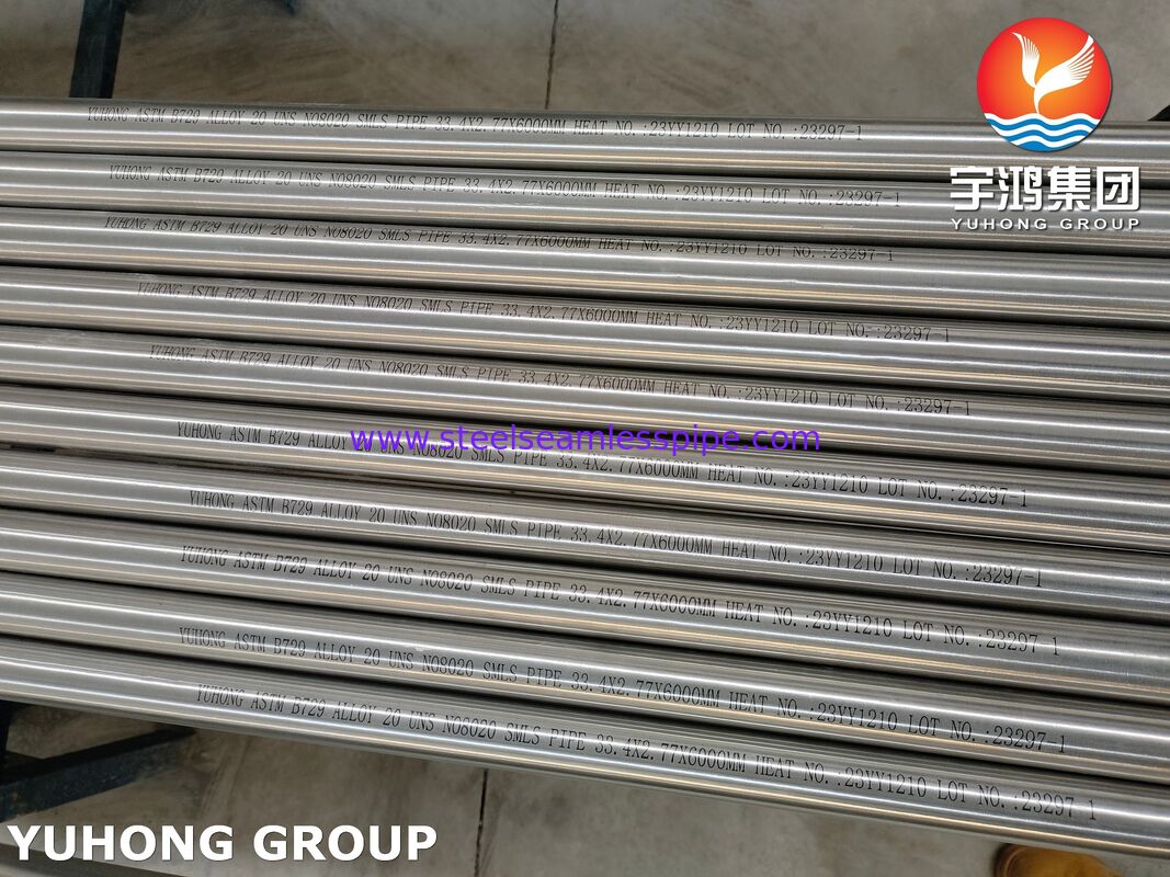ASTM B729 liga20 (UNS N08020) Tubo sem costura, resistente à corrosão em ambientes ácidos
