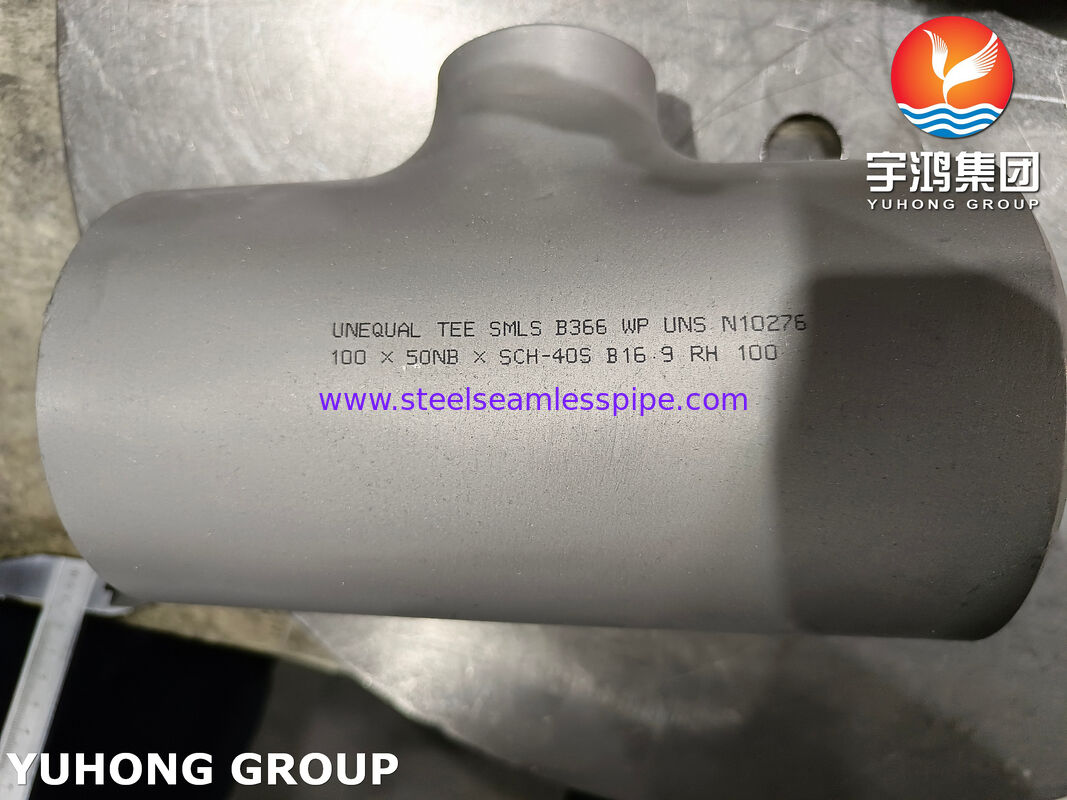 ASTM B366 C276 BW Igual e desigual TEE Alta resistência à corrosão Hastelloy C276 Butt weld pipe fitting