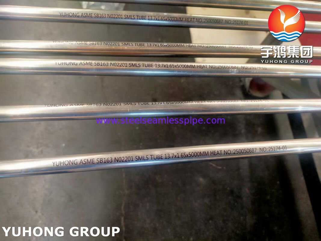 ASME SB163 UNS N02201 Tubos sem costura de liga de níquel para trocadores de calor e condensadores