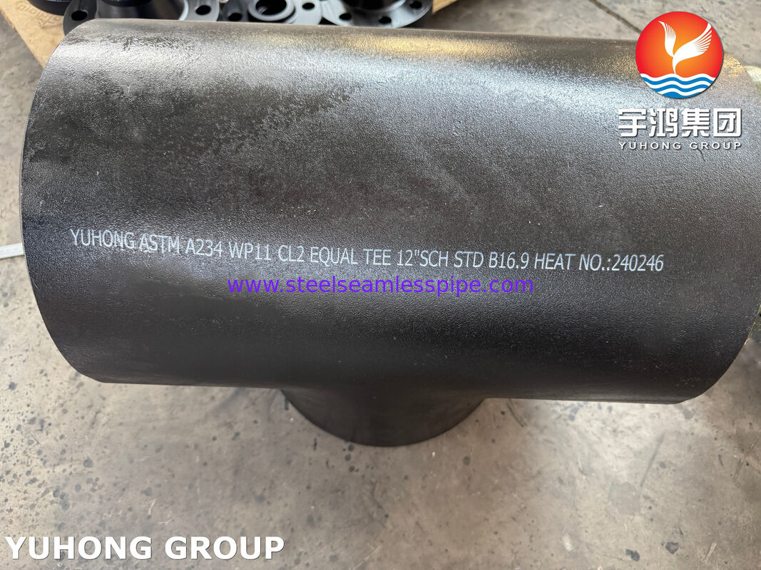 ASTM A234 WP11 CL2 Acero ligado igual Tee CrMo Acero ligado Buttweld Pipe Fitting B16.9