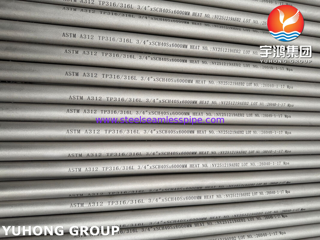 ASTM A312 TP316L / UNS S31603 / EN 1.4404 Tubo sem costura de aço inoxidável para a indústria