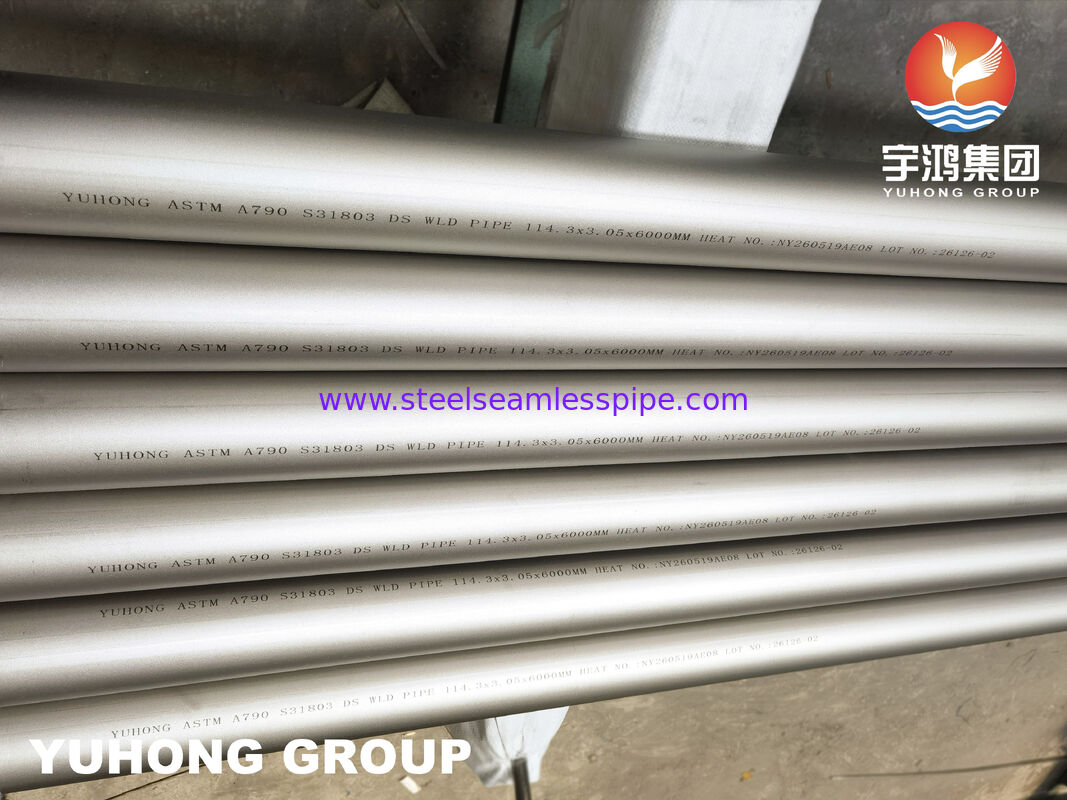 Tubo soldado de aço inoxidável duplex ASTM A790 UNS S31803 para serviço industrial corrosivo