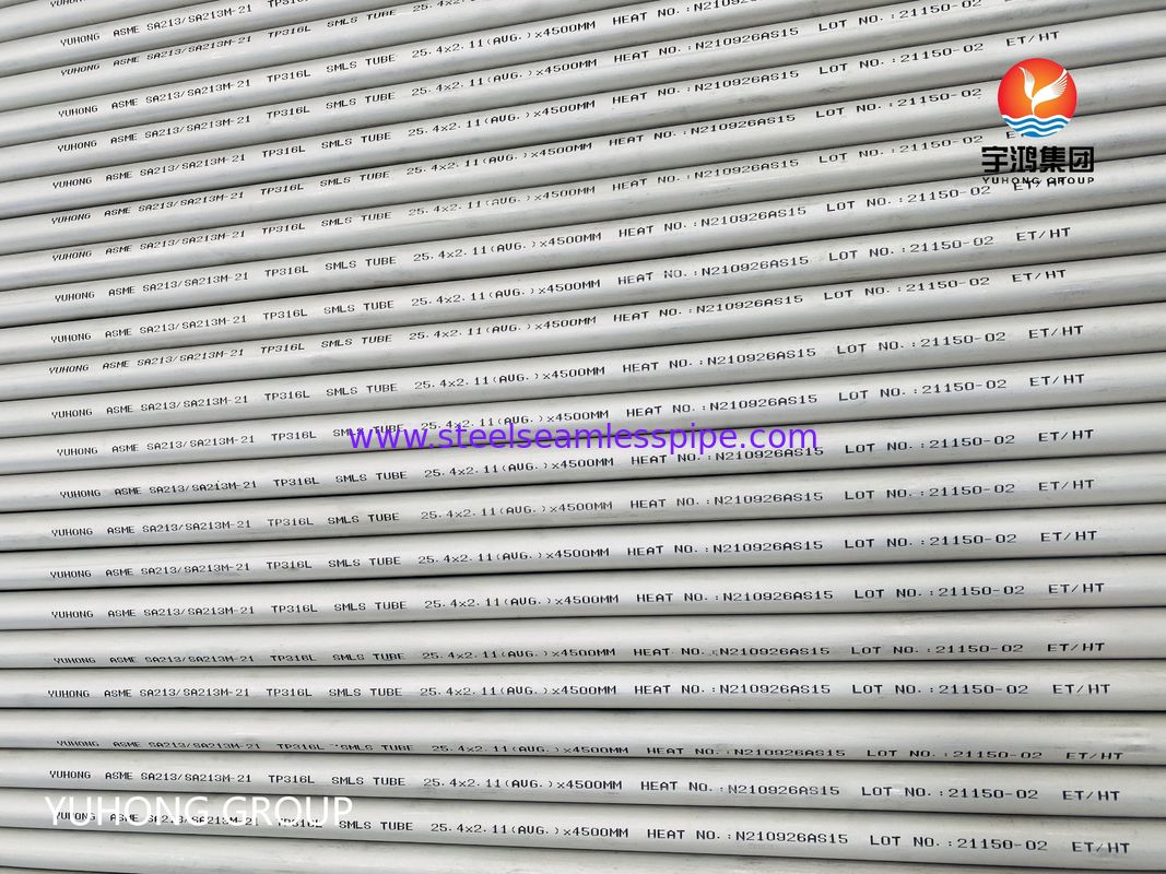 ASTM A213 TP316L Tubo sem costura de aço inoxidável laminado a frio para trocador de calor de alta temperatura com resistência à corrosão por cloreto