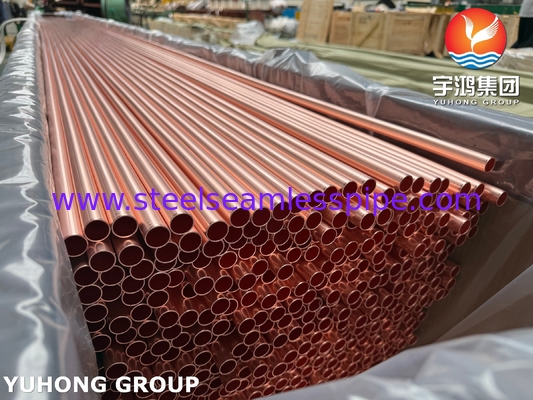 Tubo de Condensador Sem Costura de Cobre e Liga de Cobre ASTM B111 C12200 99.9Cu H55 H80