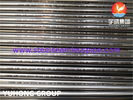 Tubo de trocador de calor de aço inoxidável Tubo soldado de aço inoxidável ASTM A249 TP304 TP304L Com alto desempenho, picado, anelado, fim plano